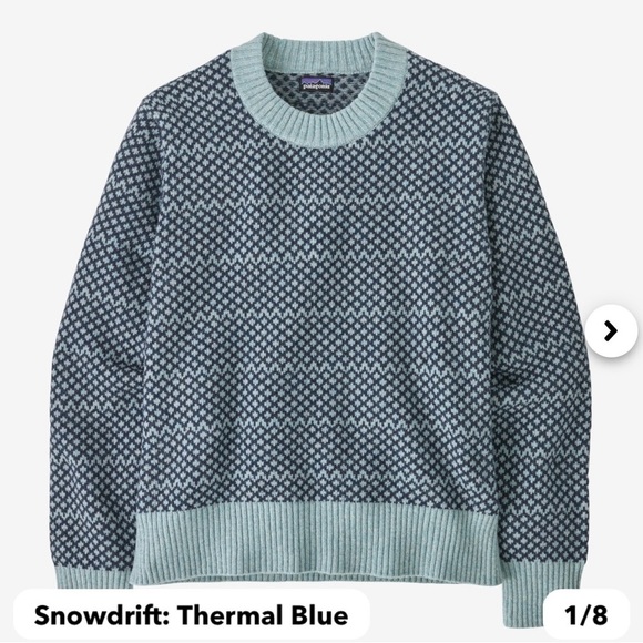 Patagonia Women's L Large Recycled Wool-Blend Crewneck Sweater Blue NWT Cozy - Picture 8 of 9